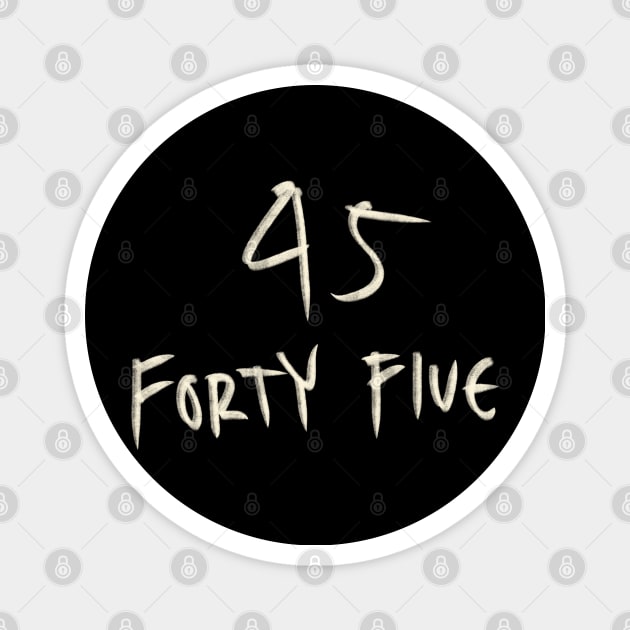 Hand Drawn Letter Number 45 Forty Five Magnet by Saestu Mbathi